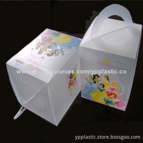 Clear handle pp box with printed for clothing